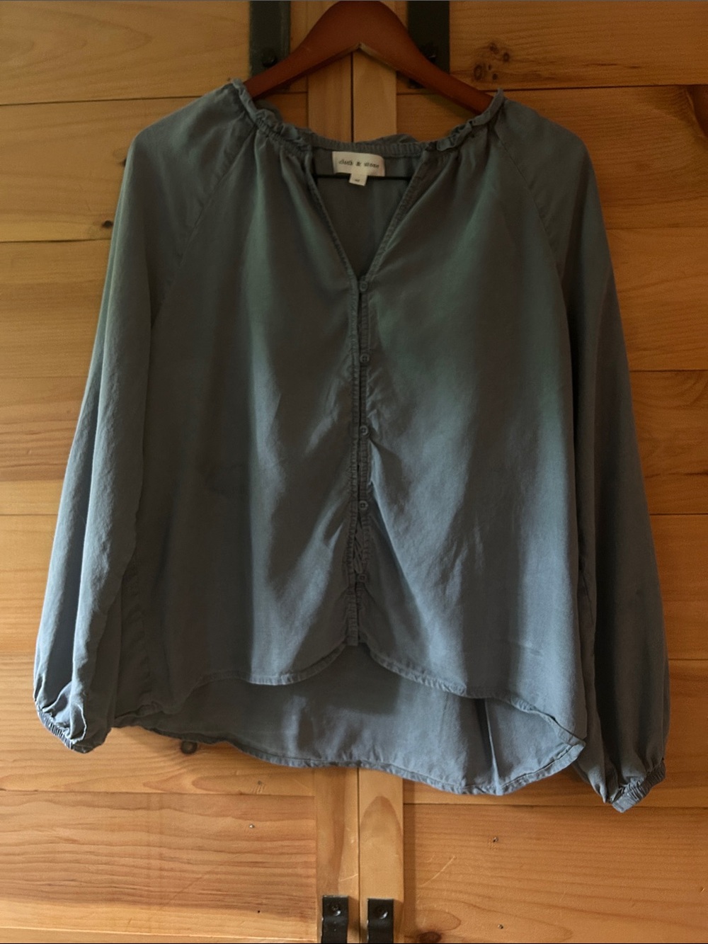 Cloth & Stone Slate Blue Button-Front Peasant Blouse